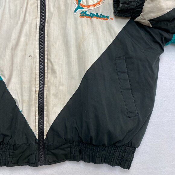 Vtg Miami Dolphins Puffer Jacket Men's L Pro Player Daniel Young Windbreaker - Picture 3 of 16